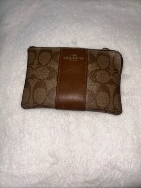 Coach Brown Monogram Zip Pouch